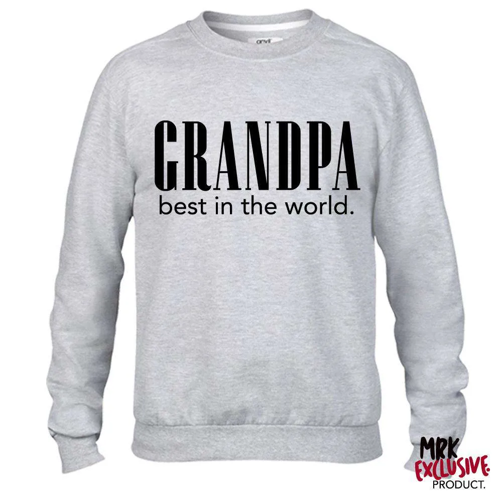 Grandpa Best In The World Light Grey Sweatshirt (MRK X) mens dad clothes online