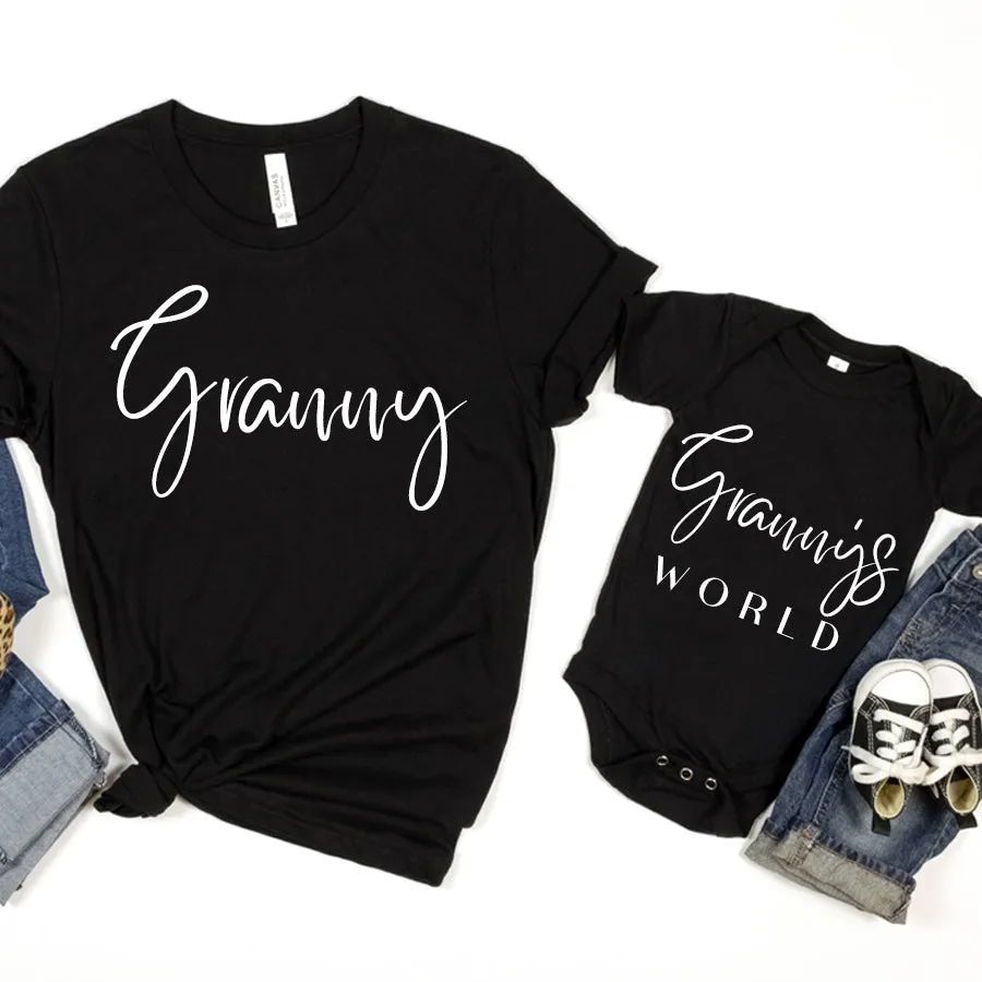 Granny & Granny's World Wave T-Shirt & Bodysuits Grandparent Clothing - senior fashion cheap