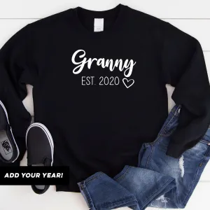 Granny Established Bella Script Personalised Sweatshirt (MRK X) grandma outfits sale