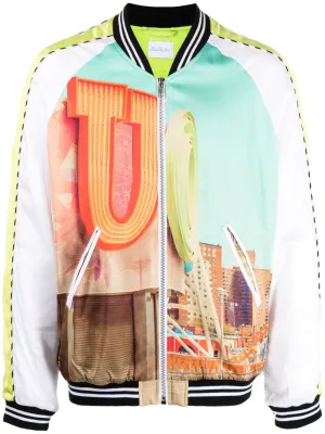 Graphic-Print Bomber Jacket winter jackets clearance