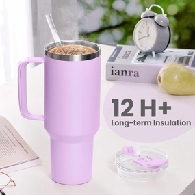75%off Discount Great Varieties For JUSTLET JUSTLET-0004 40 oz Vacuum Insulated Stainless Steel Travel Mug Tumbler w/Handle & Straw, Lavender |Hottest Sale are free shipping. We offer you Items authentic here, enjoy shopping!