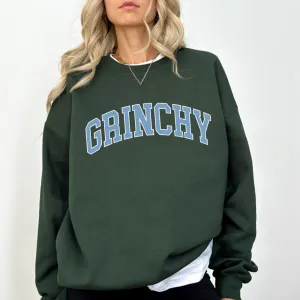 Grinchy College Women's Christmas Sweatshirt mum jeans promo