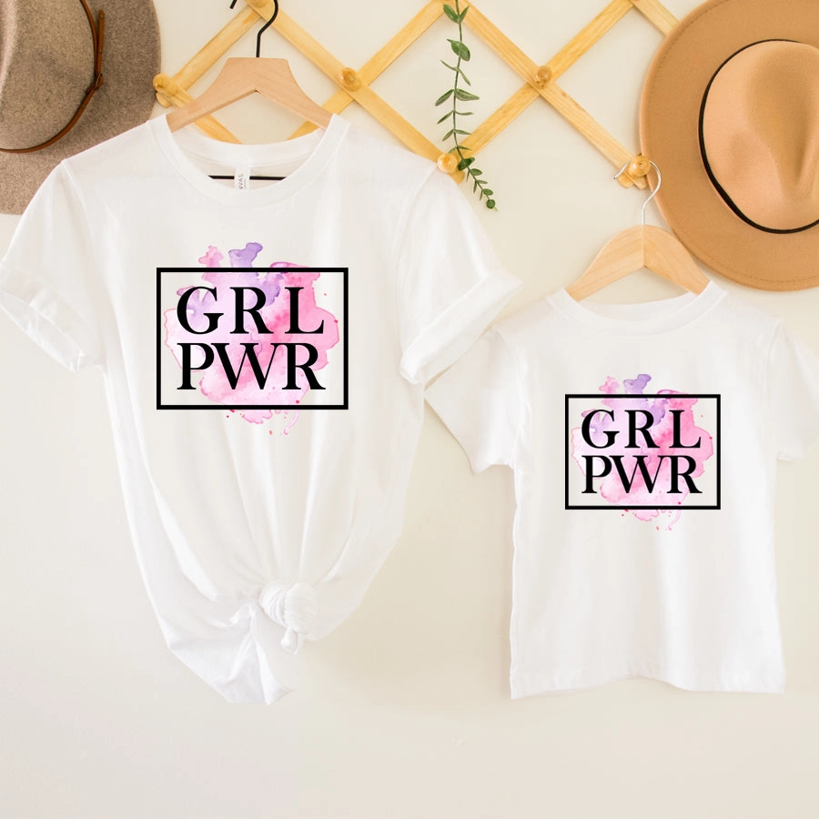 GRL PWR Tie Dye Splash Matching White T-Shirts discount mum dresses