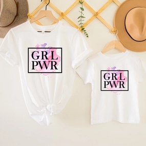 GRL PWR Tie Dye Splash Matching White T-Shirts discount mum dresses