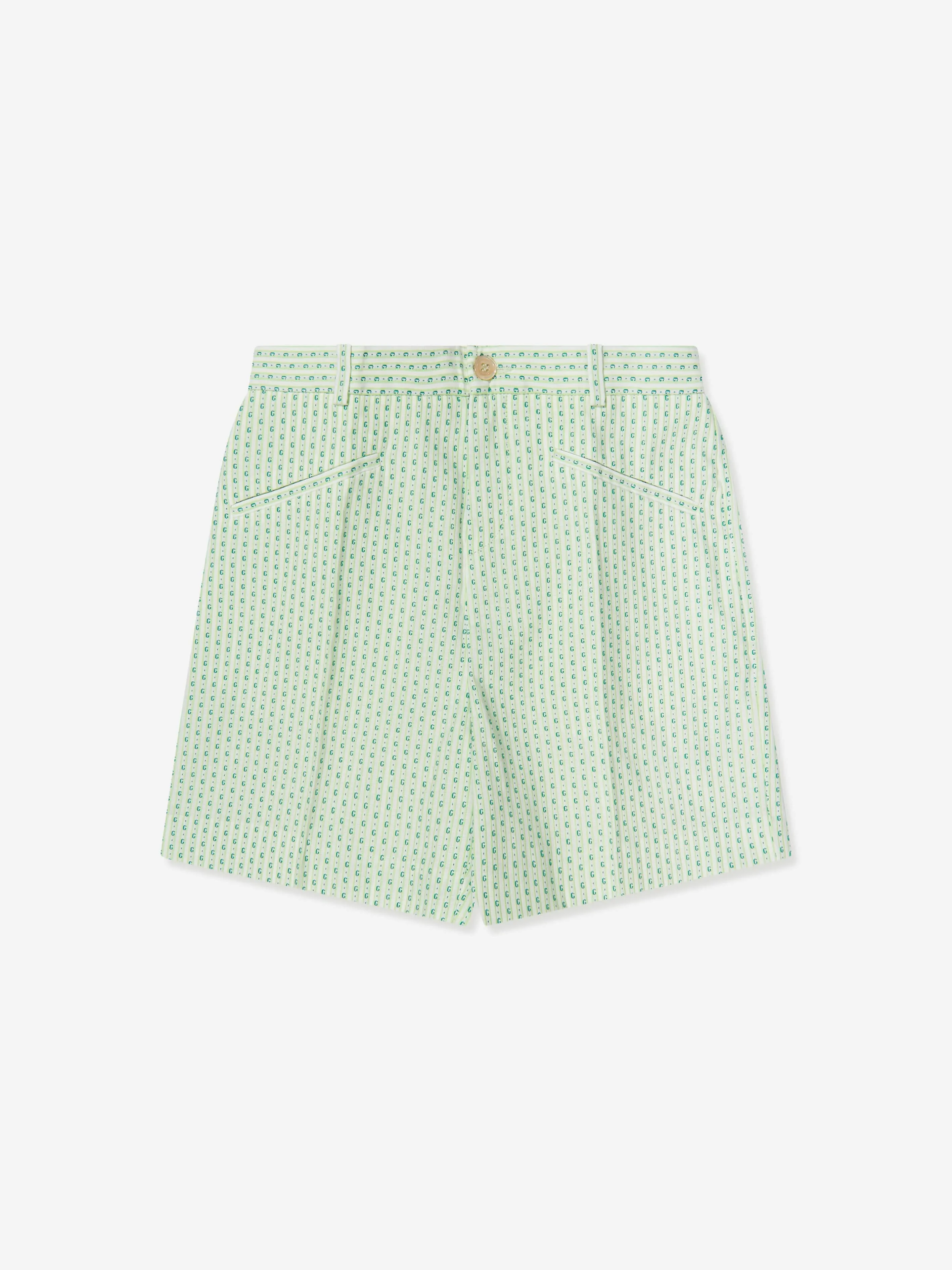 Gucci Boys Gestreifte Bermuda-Shorts in Grün
