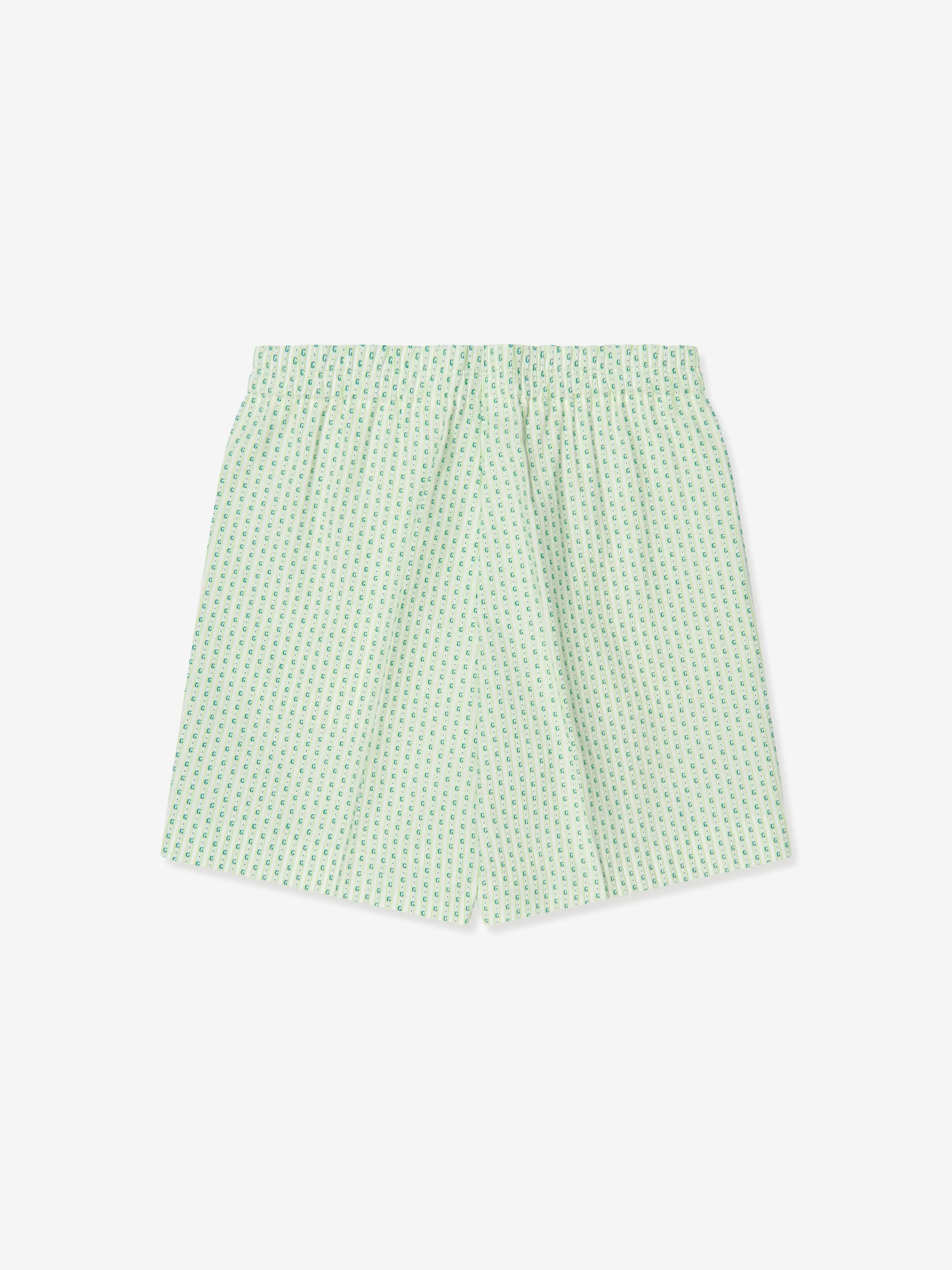 Gucci Boys Gestreifte Bermuda-Shorts in Grün