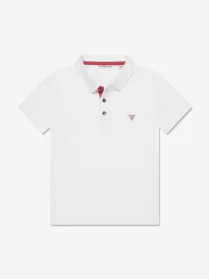 Guess Boys Logo Polo-Shirt in Weiß