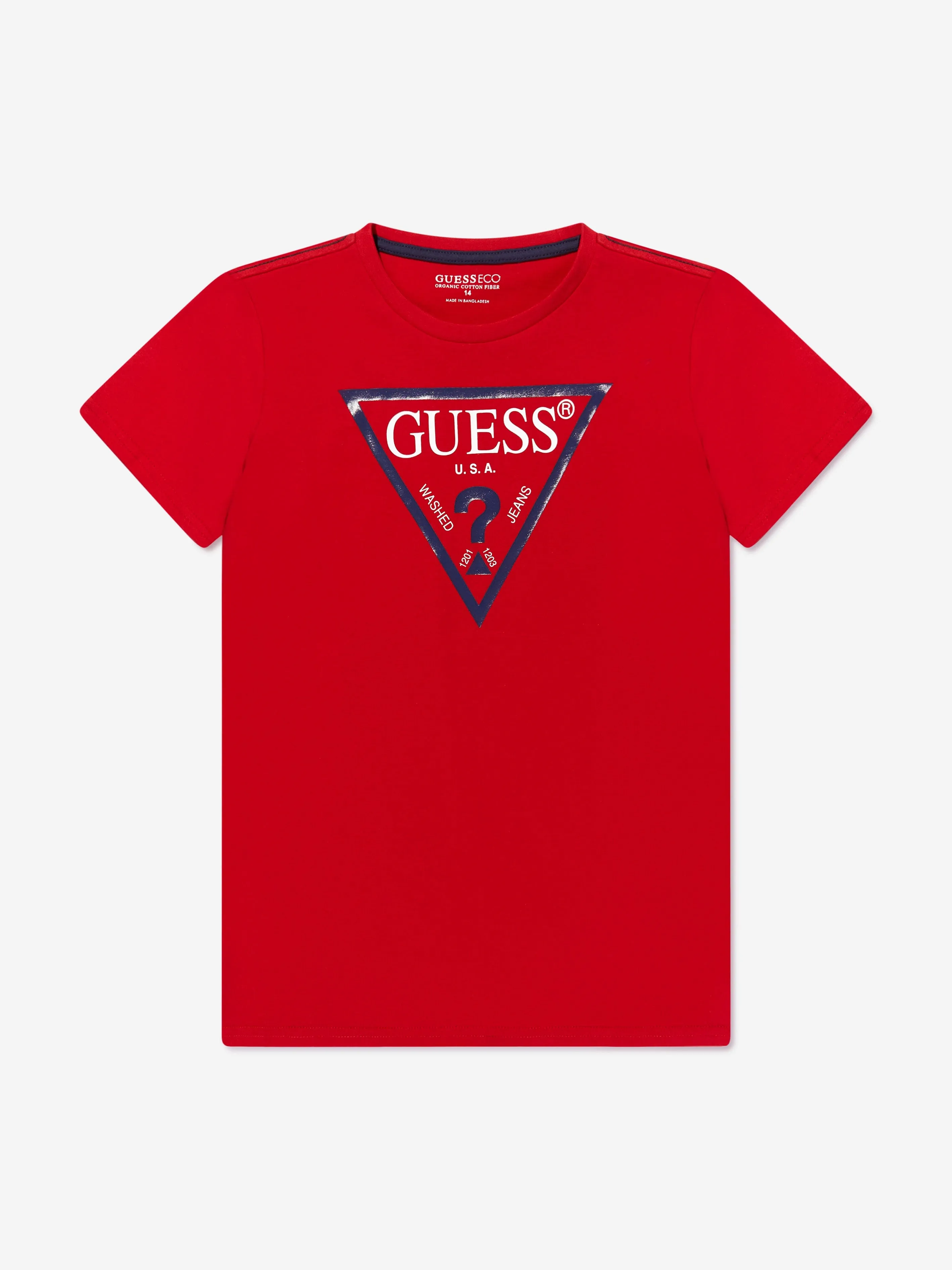 Guess Boys Logo Print T-Shirt in Rot