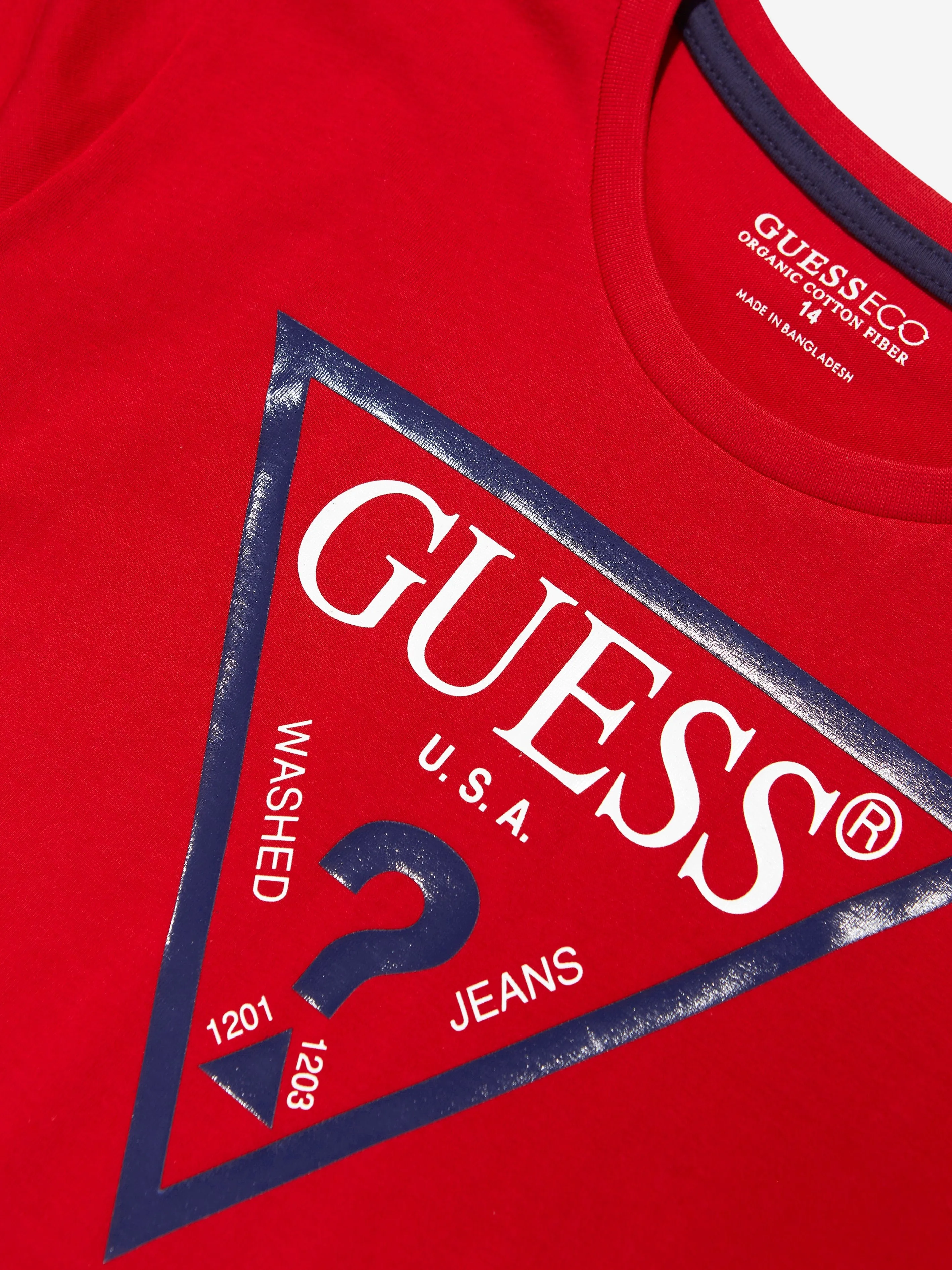 Guess Boys Logo Print T-Shirt in Rot