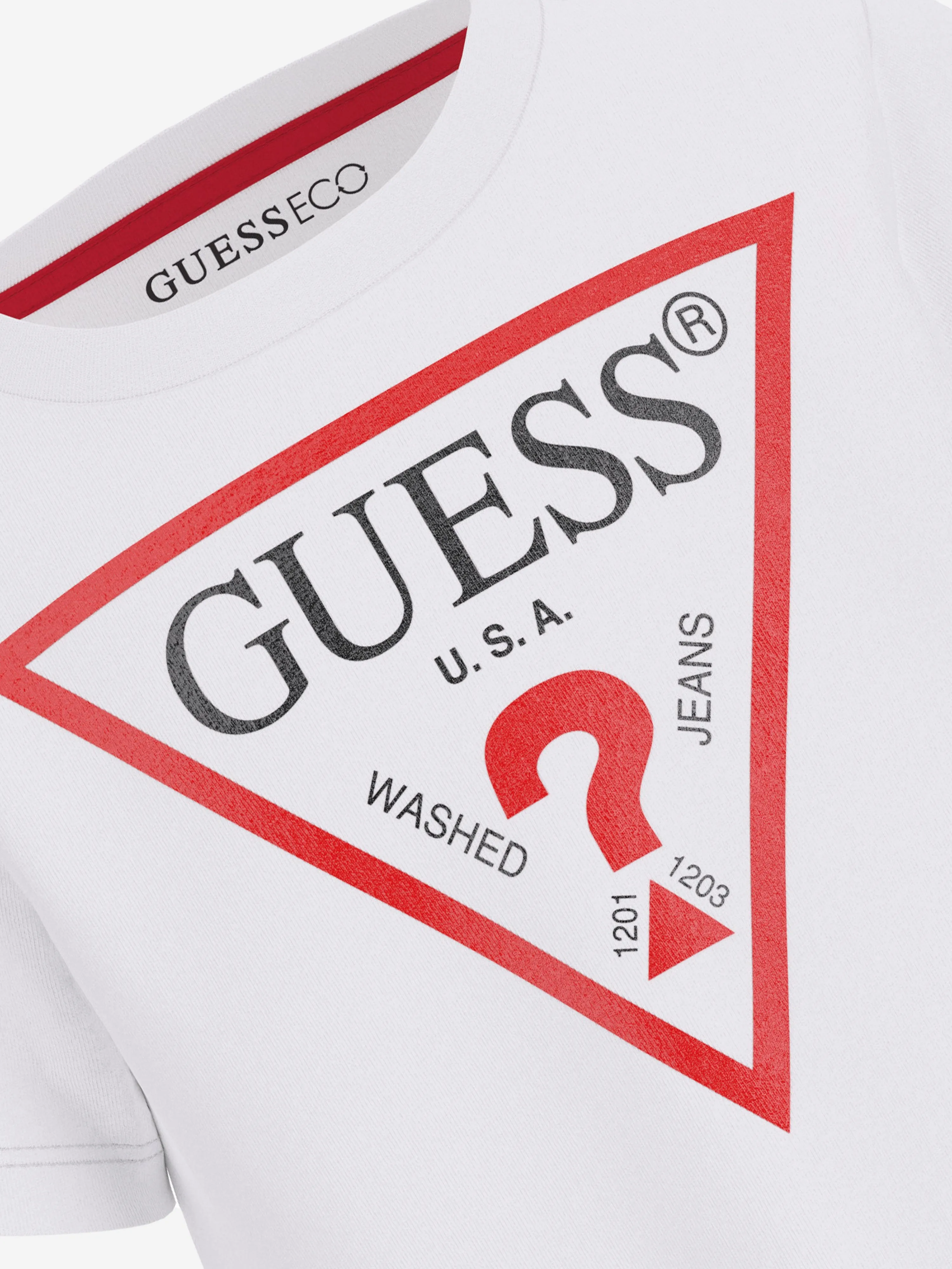 Guess Boys Logo Print T-Shirt in Weiß