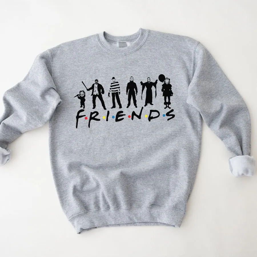 Halloween Horror Friends Show Sweatshirt mum jeans promo