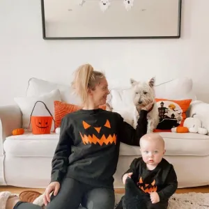Halloween Pumpkin Family Matching Sweaters - Black (MRK X) discount mum dresses