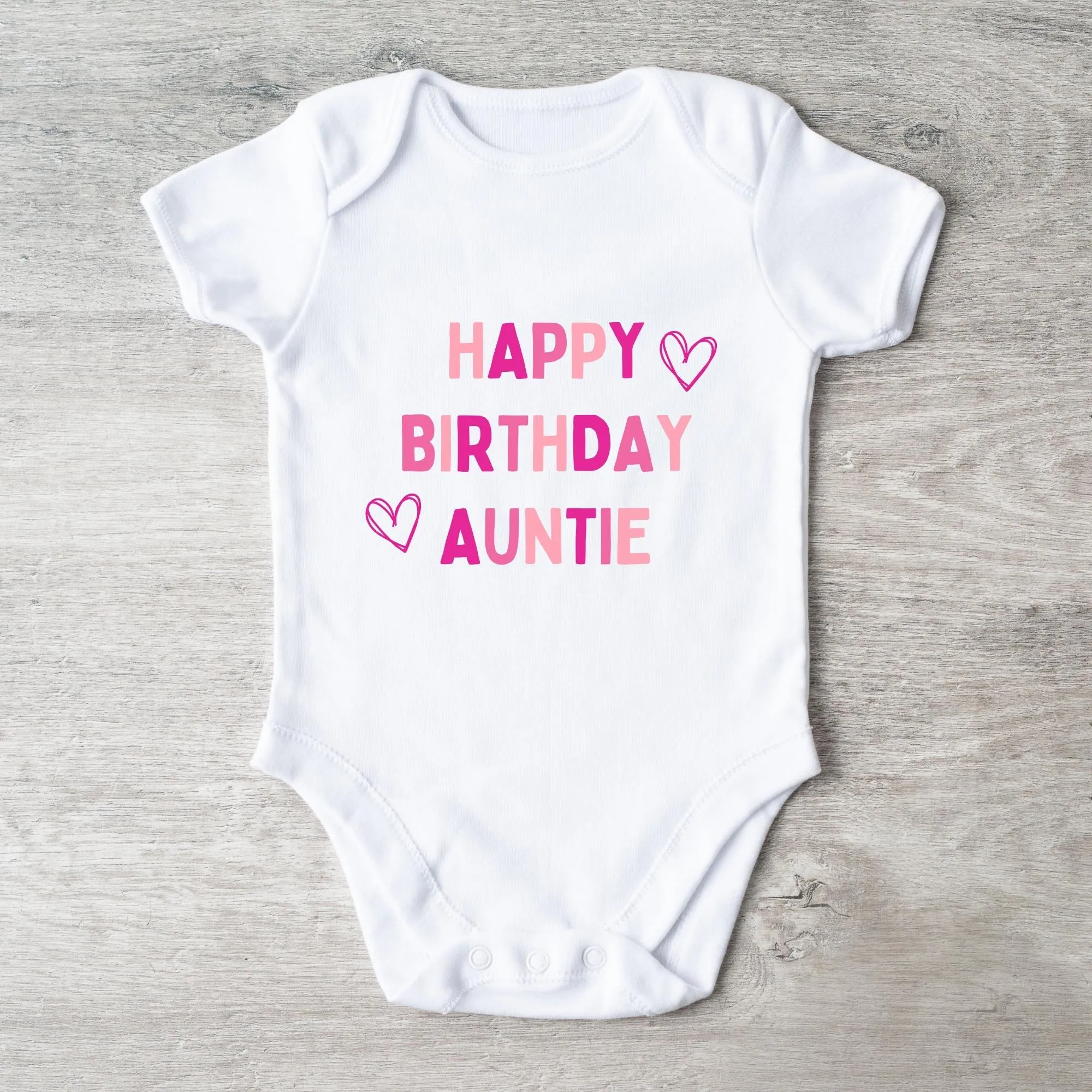 Happy Birthday Auntie Baby Vest White/Pink cheap baby clothes online