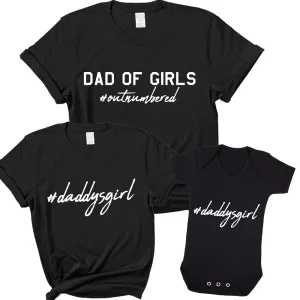 Hashtag Daddysgirl- Dad Of Girls Matching Kid & Baby Bodysuits Black mens dad clothes online
