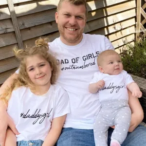 Hashtag Daddysgirl- Dad Of Girls Matching Kid & Baby Bodysuits- White dad bod shirts discount