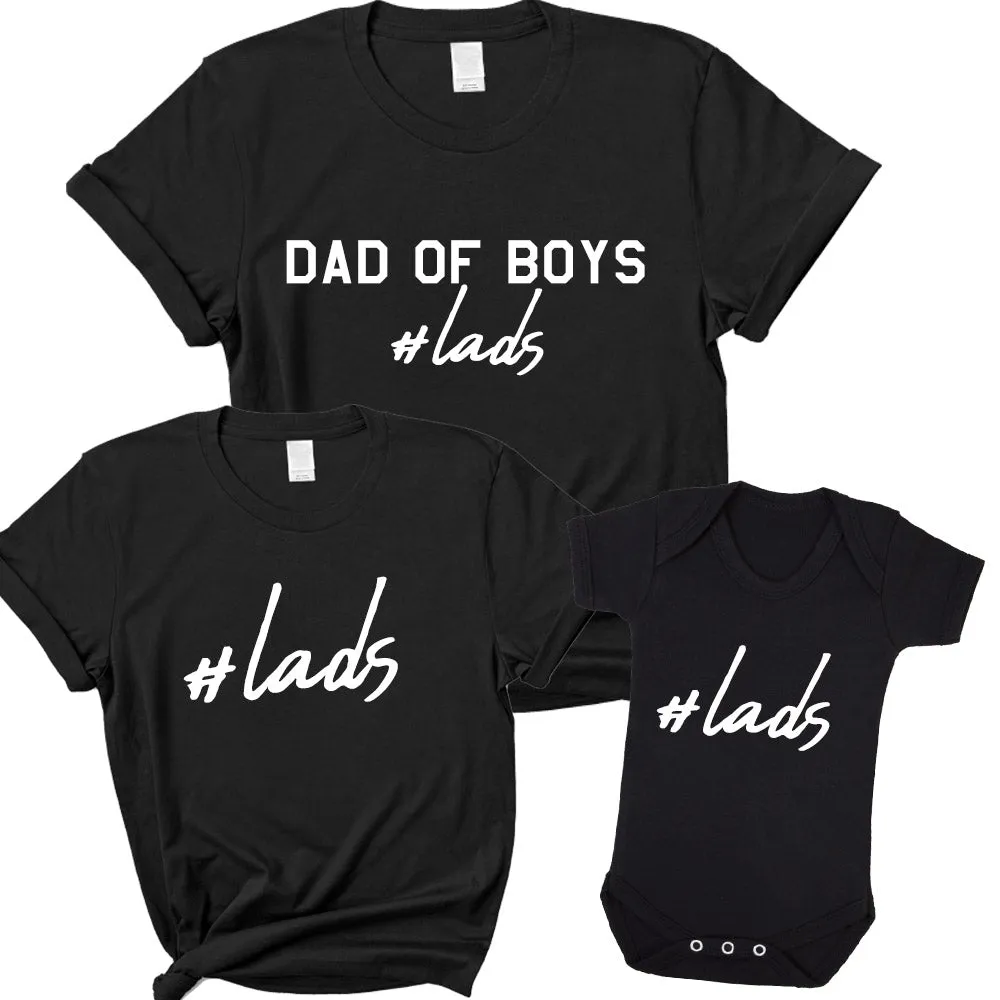 Hashtag Lads- Dad Of Boys & Matching Kid & Baby Bodysuits Black dad hats promo code