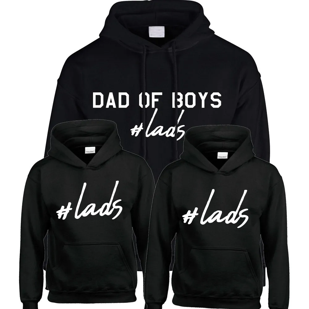 Hashtag Lads- Dad Of Boys & Matching Kids Black Hoodies dad bod shirts discount