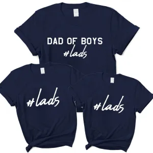 Hashtag Lads- Dad Of Boys & Matching Kids Navy T-Shirts mens dad clothes online