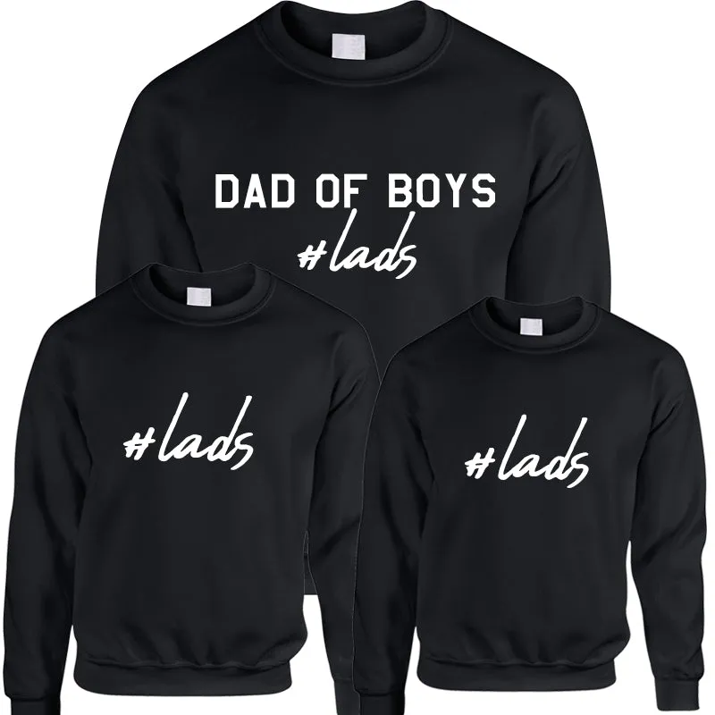 Hashtag Lads- Dad Of Boys & Matching Kids Sweatshirts mens dad clothes online