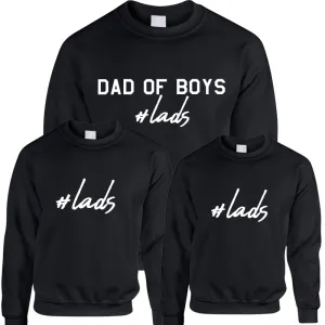 Hashtag Lads- Dad Of Boys & Matching Kids Sweatshirts dad bod shirts discount