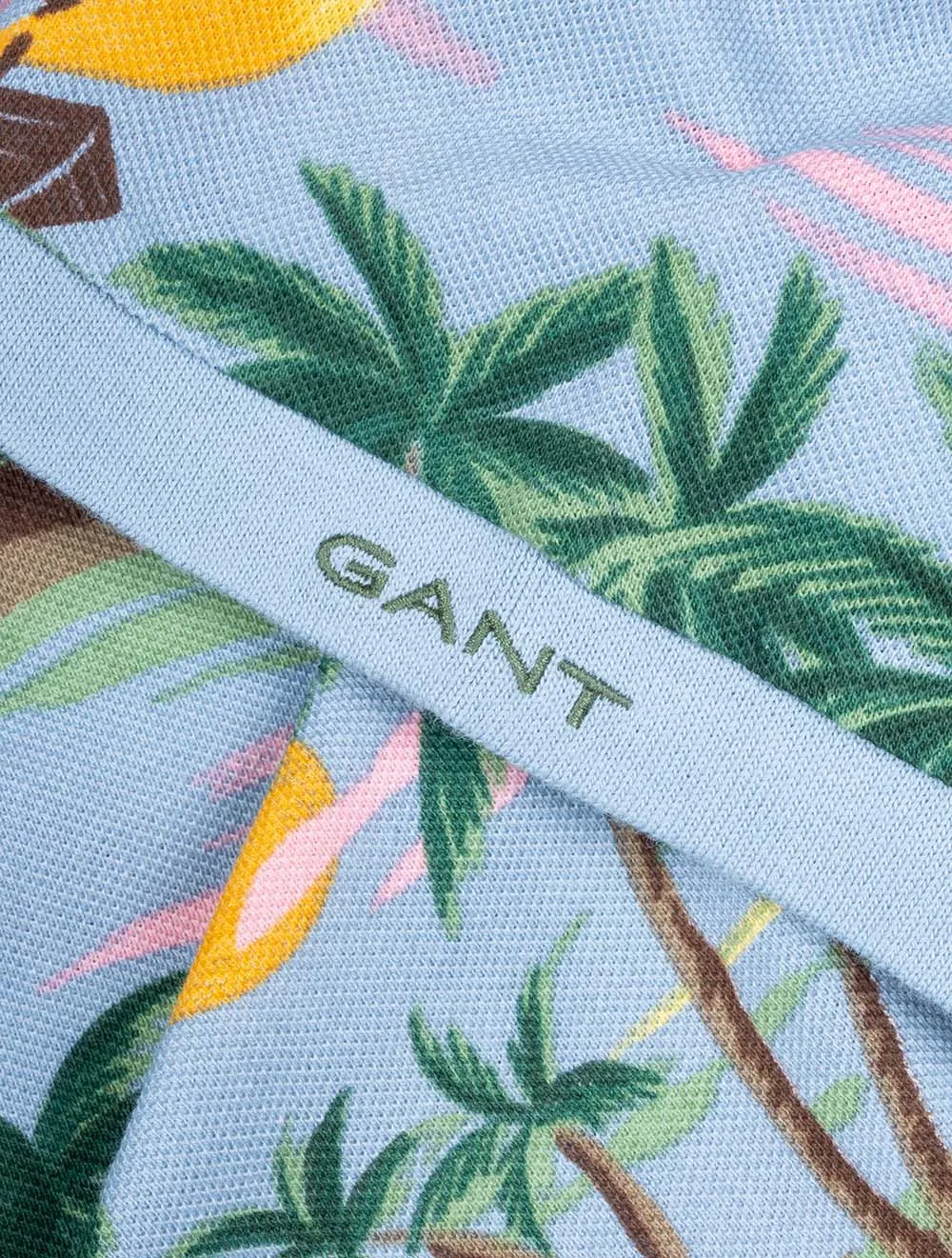 Hawaii Print Kurzarm Polo Taubenblau