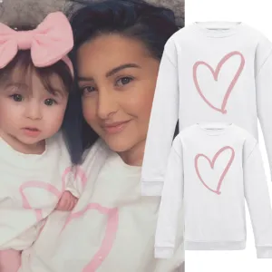 Heart Print Family Matching Sweaters - White/Rose Gold (MRK X) maternity wear outlet
