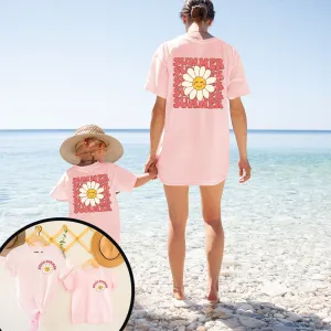 Hello Summer Front & Back Graphic Matching T-shirts pregnancy clothes clearance