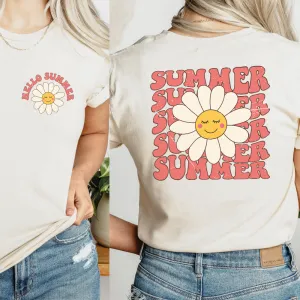 Hello Summer Front & Back Graphic Women's T-shirt maternity dresses promo
