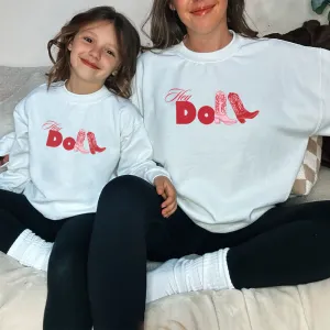 Hey Doll Cowgirl Graphic Matching Sweatshirts postpartum clothes sale