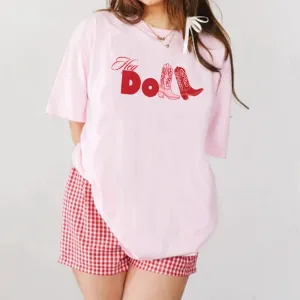 Hey Doll Cowgirl Graphic Women's T-shirt maternity dresses promo