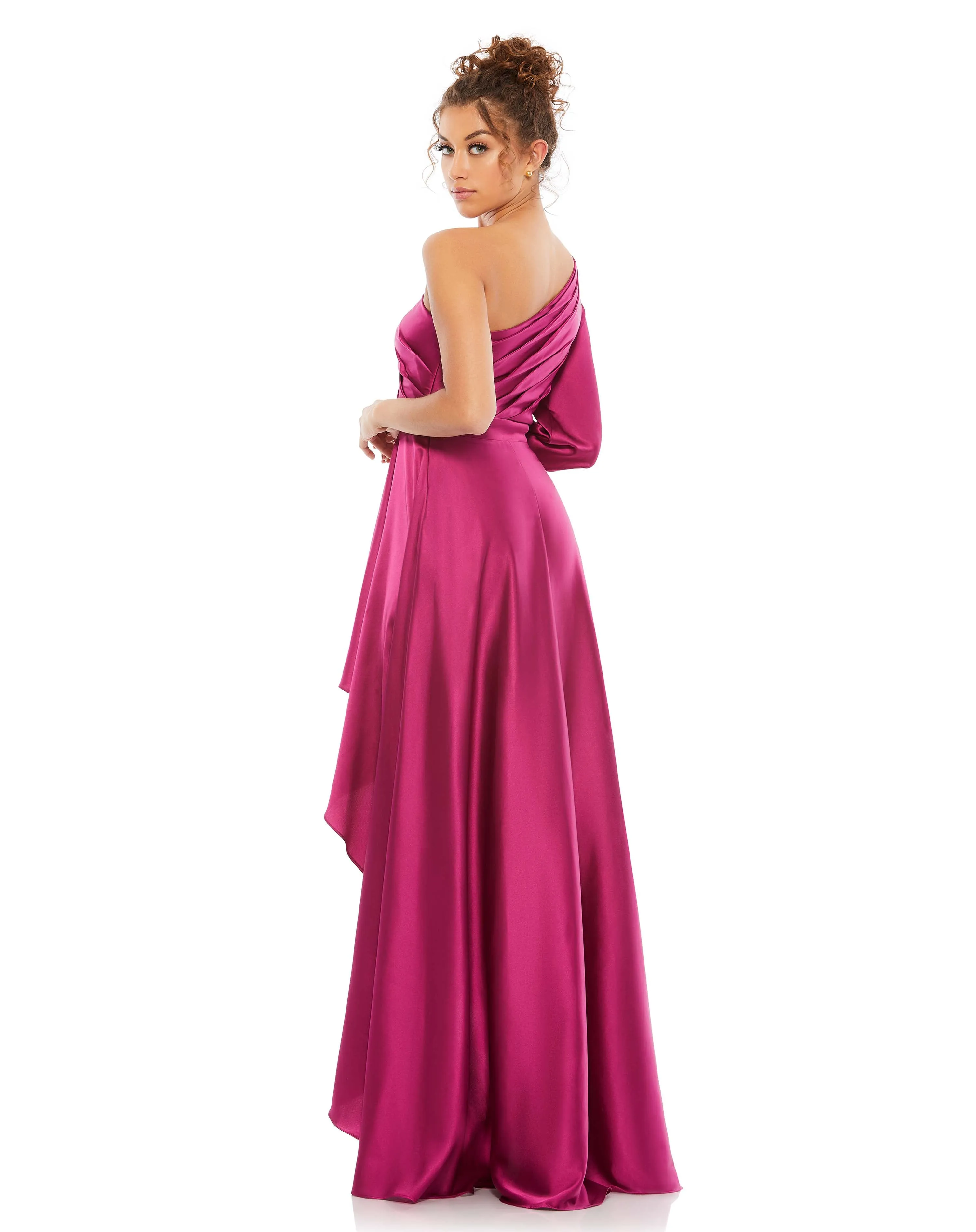 High Low One Shoulder Flowy Gown