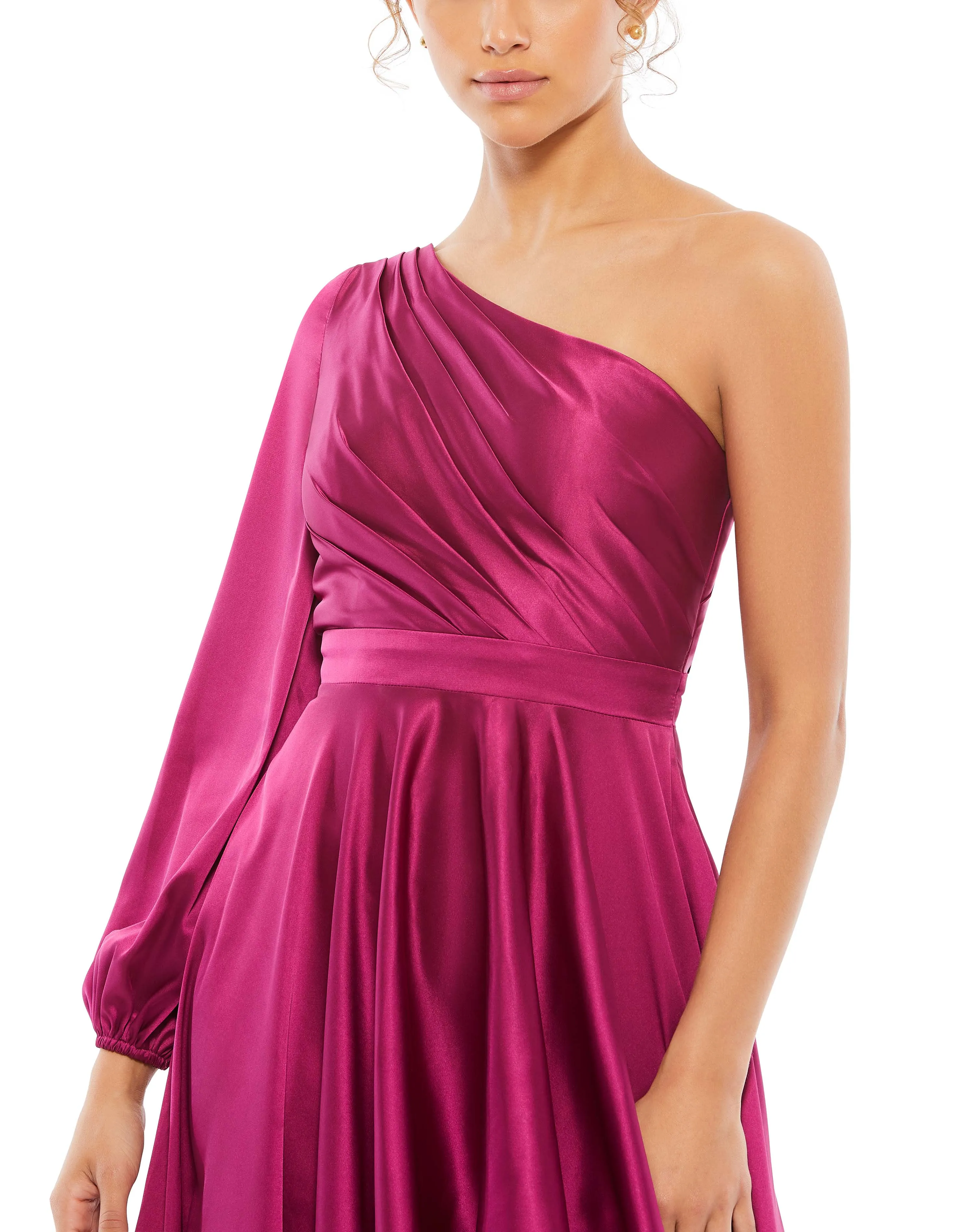 High Low One Shoulder Flowy Gown
