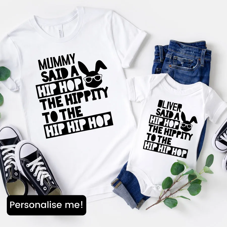 Hippity Hop- Personalised Matching Easter T-Shirt/Baby Vests maternity wear outlet