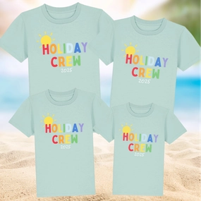 Holiday Crew 2025 Multi Family Matching T-Shirts- Aloe discount mum dresses