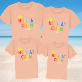 Holiday Crew 2025 Multi Family Matching T-Shirts- Fraiche Peche discount mum dresses