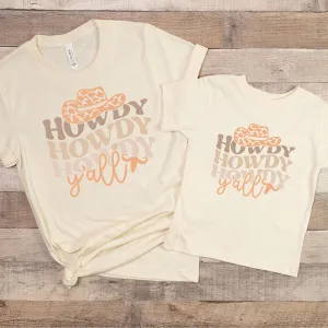 Howdy Y'all Country Mum Matching T-Shirts- Natural Raw nursing tops best deals