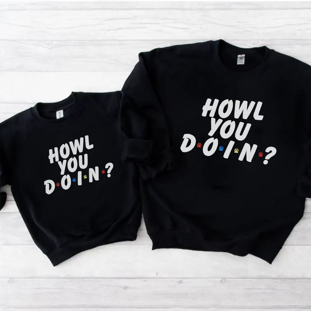 Howl You Doin Matching Black Sweatshirts mens dad clothes online
