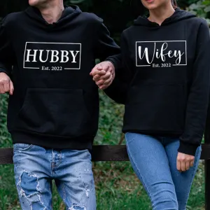 Hubby & Wifey Frame Established Matching Black Hoodies nursing bras sale