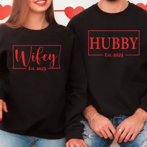 Hubby & Wifey Frame Established Matching Black Sweatshirts nursing bras sale