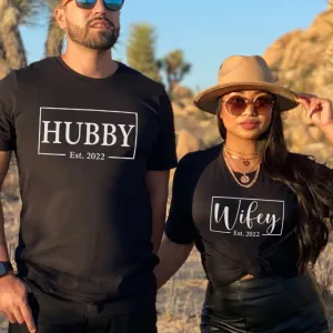 Hubby & Wifey Frame Established Matching Black Tees nursing bras sale