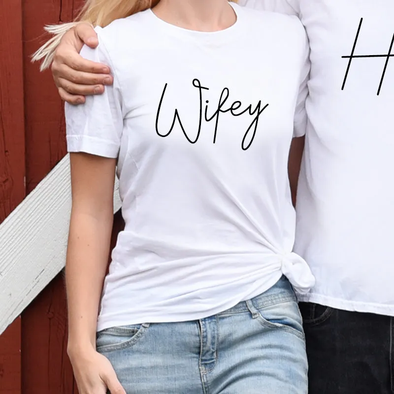 Hubby & Wifey Matching White T-Shirts (MRK X)