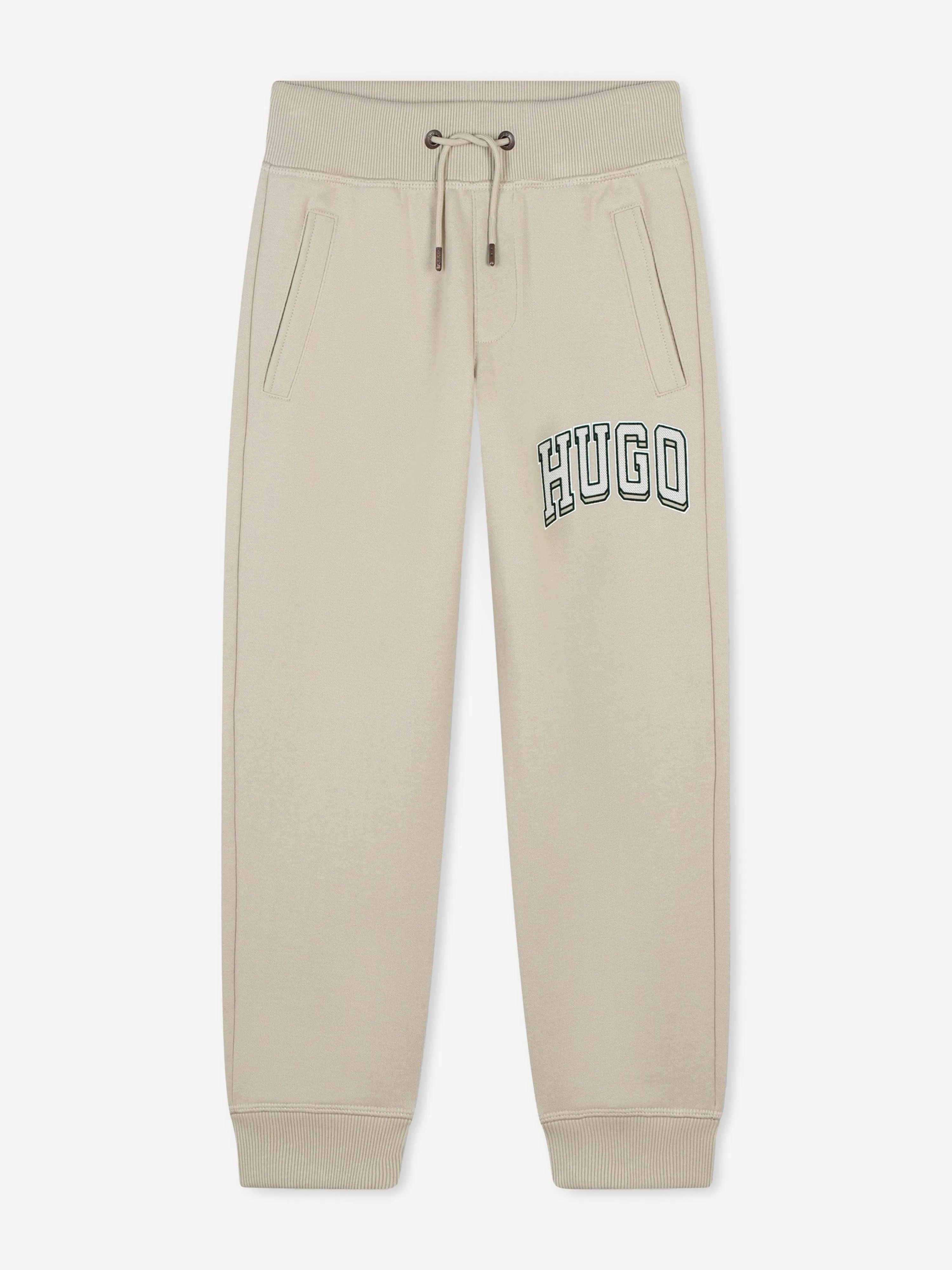 Hugo Boys Logo Print Joggerhose in Beige
