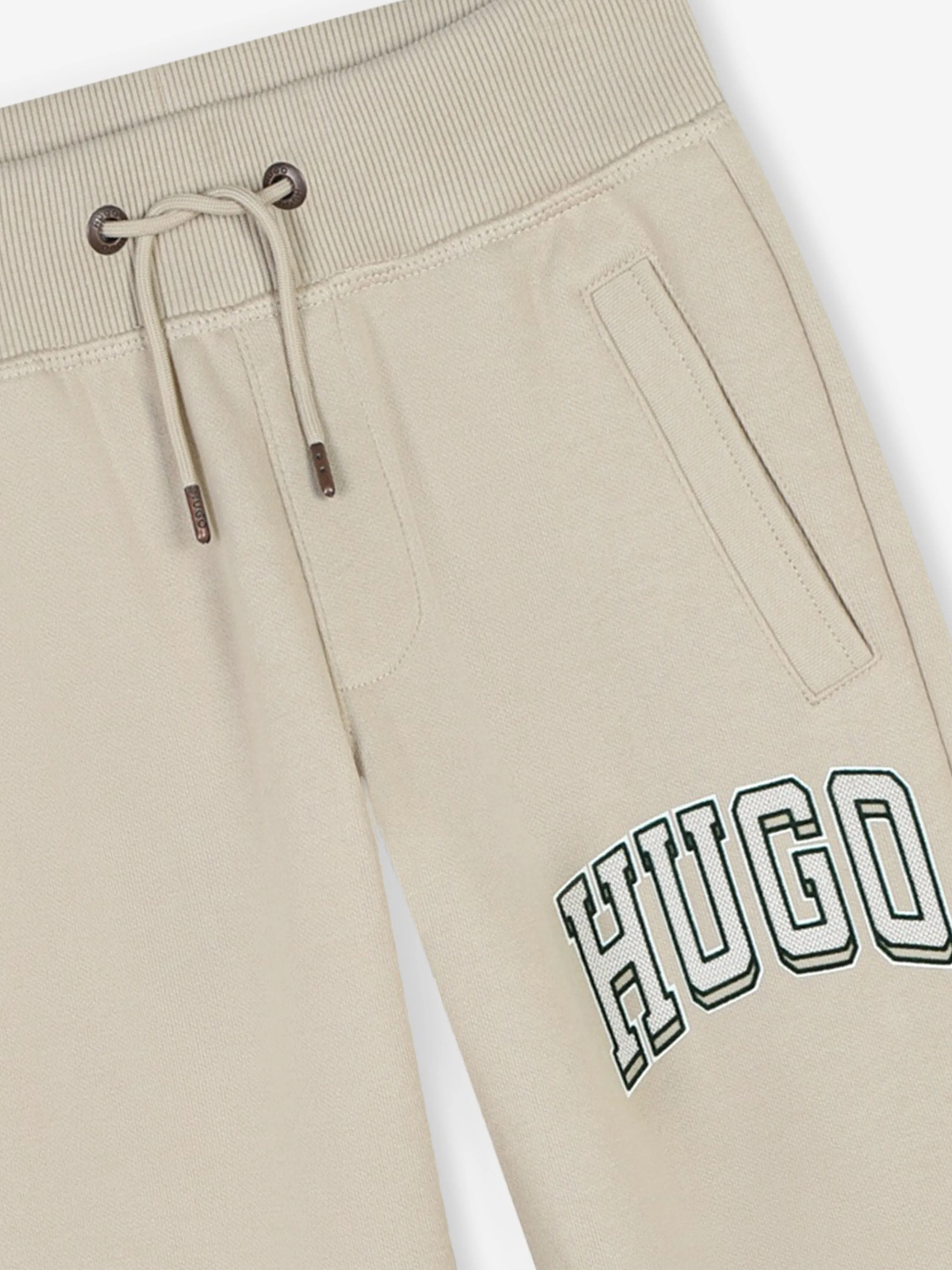 Hugo Boys Logo Print Joggerhose in Beige