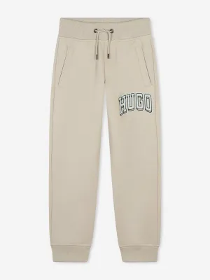 Hugo Boys Logo Print Joggerhose in Beige