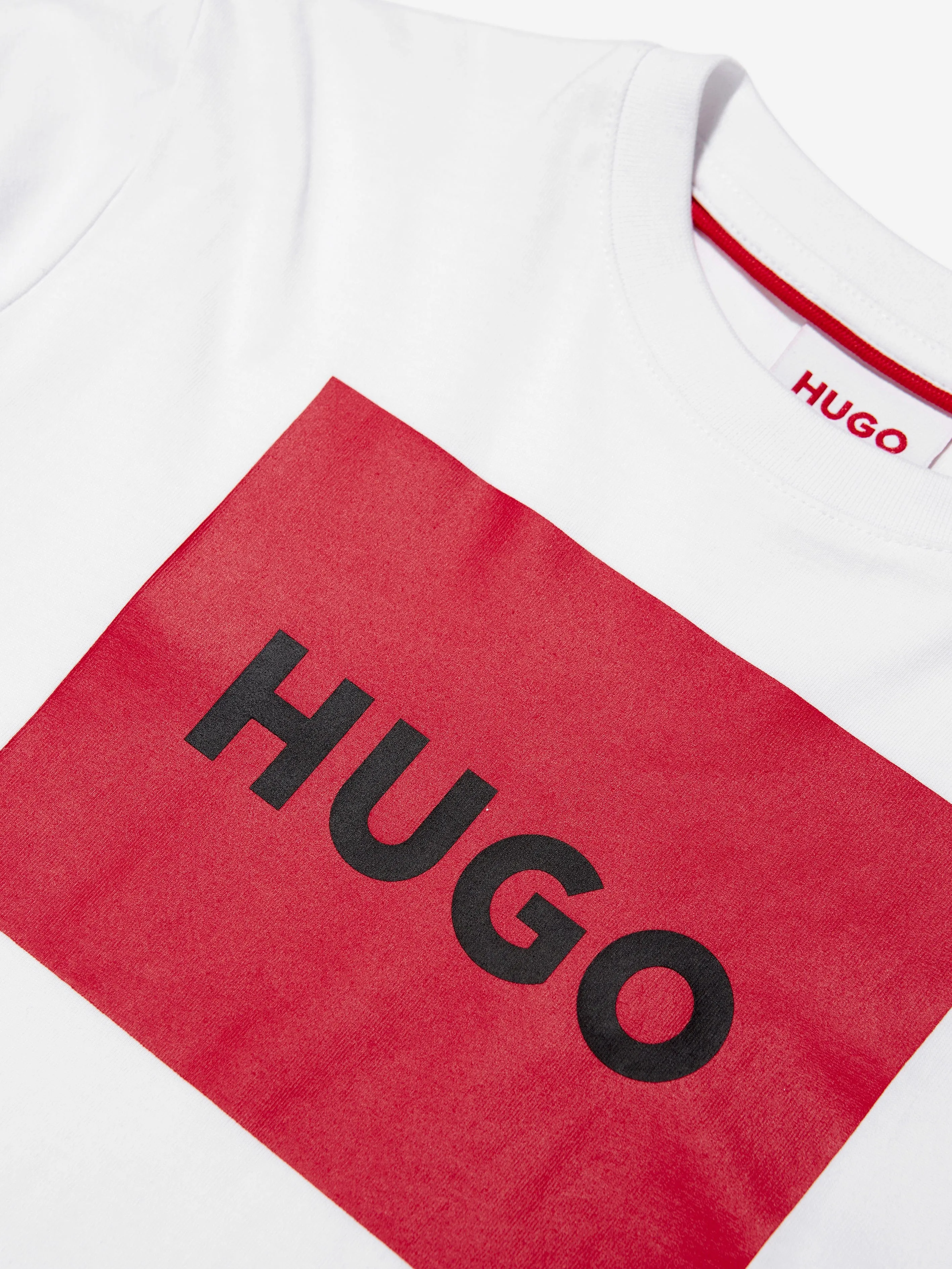 Hugo Boys Square Logo T-Shirt in Weiß