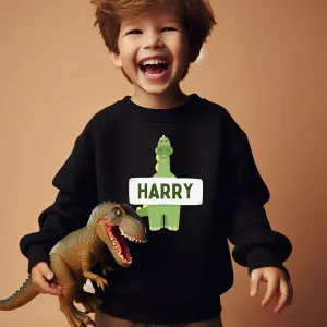 Hungry Dino Personalised Kids Sweatshirt boys fashion clearance