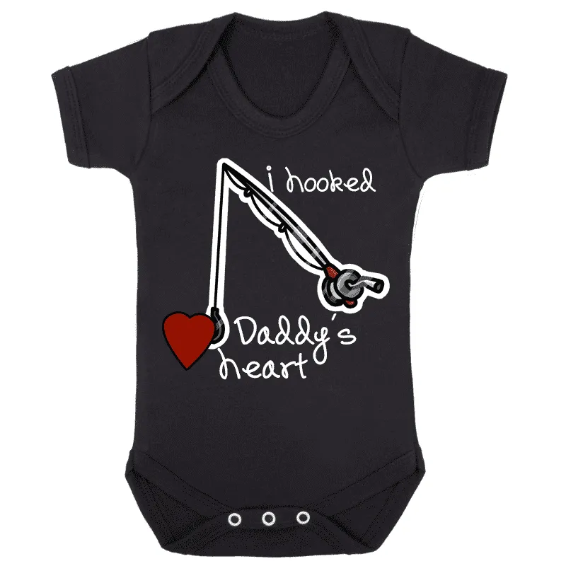 I Hooked Daddy Bodysuit (0-24 Months) Black (MRK X) mens dad clothes online