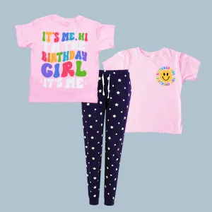 I'm The Birthday Girl "Hi" Front & Back Graphic kids Navy Star Pyjamas girls clothes cheap