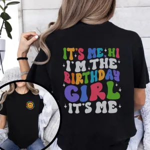 I'm The Birthday Girl "Hi" Front & Back Graphic Women's Tee girls clothes cheap