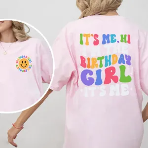 I'm The Birthday Girl "Hi" Front & Back Graphic Women's Tee girls clothes cheap